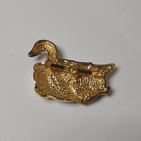 White Enamel Christmas Goose Brooch - Picture 6 of 10